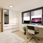 ST Easy 50 – KGH Wien Studentenzimmer mit Blick auf Bett, Schreibtisch, Fenster und Einbauschrank